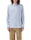 Saint Laurent Blue Striped Shirt In Blue