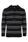 Saint Laurent Striped Hooded Sweatshirt In Black