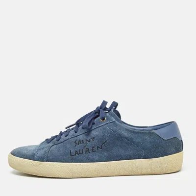 Pre-owned Saint Laurent Blue Suede Court Classic Sneakers Size 40