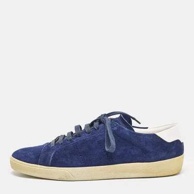 Pre-owned Saint Laurent Blue Suede Court Classic Sneakers Size 45