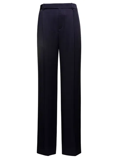 Saint Laurent Black Tailored Cut Trousers Satin Finish In Acetate Man In Blue