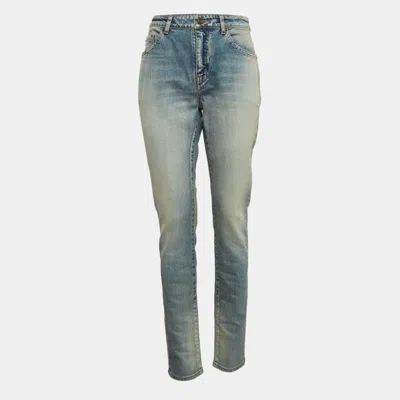 Pre-owned Saint Laurent Blue Washed Denim Jeans L Waist 31"