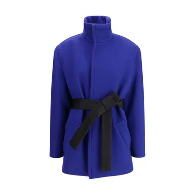 SAINT LAURENT BLUE WOOL COAT