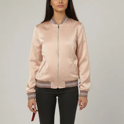 Pre-owned Saint Laurent Blush Pink Satin And Lurex Bomber Jackets S