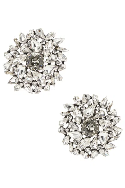 Saint Laurent Bo Dome Earrings In Argent Oxyde