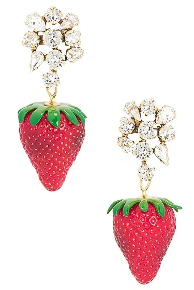 Saint Laurent Crystal-embellished Strawberry Earrings In Multi