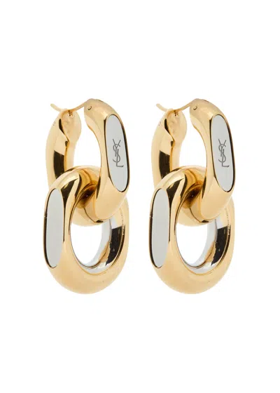 Saint Laurent Bo Maillons Linked Drop Earrings In Gold