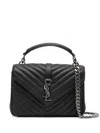 Saint Laurent College Medium Leather Shoulder Bag In Black