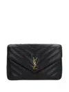 Saint Laurent Chevron Quilted Shoulder Bag With Chain Strap In Black
