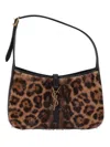 Saint Laurent Leopard Patterned Logo Plaque Tote Bag In Brown