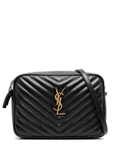 Saint Laurent Lou Medium Ysl Camera Bag With Pocket In Quilted Leather In Black