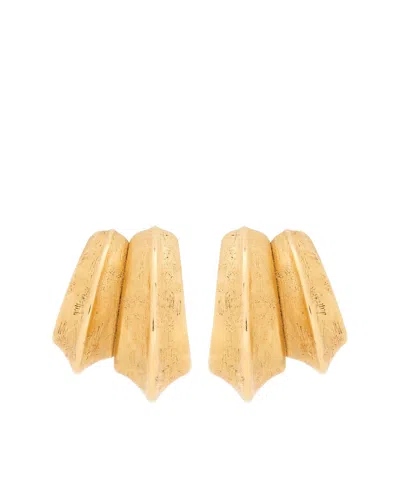 Saint Laurent Bo Pointes Arrondies Sculpted Gold-tone Earrings