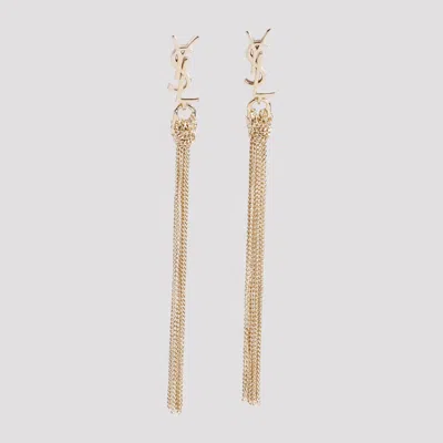 Saint Laurent Metal Earrings With Cassandre Tassel In Gold