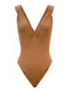 Saint Laurent Women's Silk-blend Crossover Bodysuit In Beige