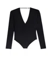 Saint Laurent V-neck Fine-knit Bodysuit In Black