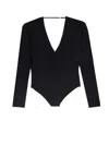 Saint Laurent V-neck Fine-knit Bodysuit In Black
