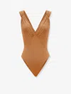Saint Laurent Women's Silk-blend Crossover Bodysuit In Brown