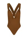 Saint Laurent Olive Green Stretch Silk Bodysuit