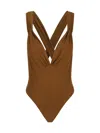 Saint Laurent Olive Green Stretch Silk Bodysuit In Mordore