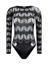 Saint Laurent Open-knit Bodysuit In Noir