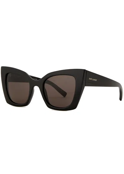 Saint Laurent Bold Cat-eye Sunglasses, Sunglasses, Black, Cat-eye