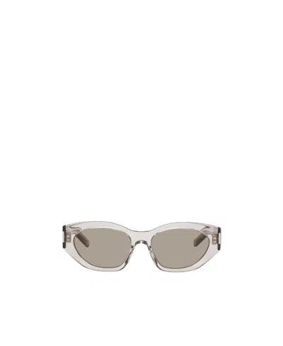 Saint Laurent Bold Geo Oval-frame Sunglasses In Nude
