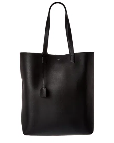 Saint Laurent Bold Leather Shopper Tote In Black