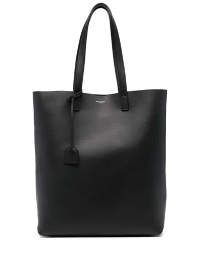 Saint Laurent Bold Leather Tote Bag In Black