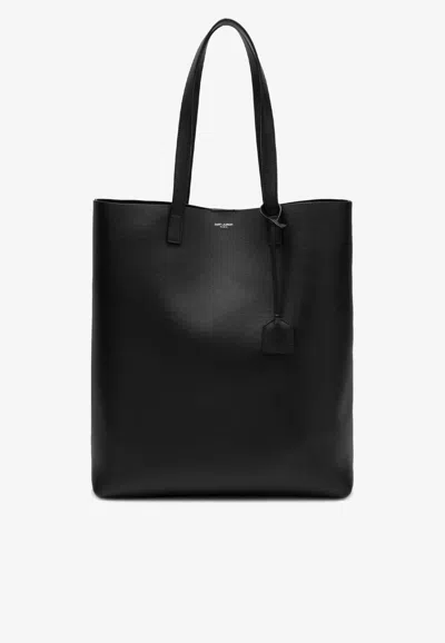 Saint Laurent Bold Leather Tote Bag In Black