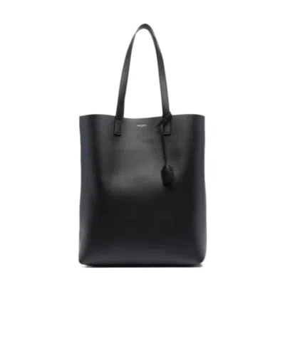 Saint Laurent Bold Leather Tote Bag In Black