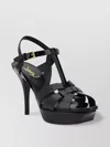 Saint Laurent Tribute Black Sandals With Platform In Patent Leather Woman