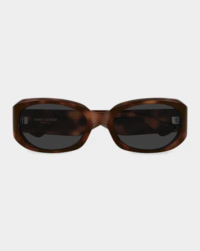 Saint Laurent Bold Ribbon 52mm Cat-eye Sunglasses In Brown