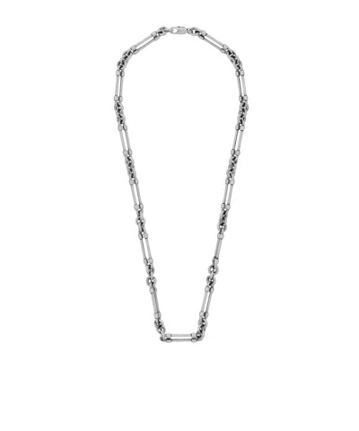 Saint Laurent Bolt And Chain Metal Necklace In Antique Palladium Color