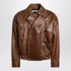 Saint Laurent Lambskin Bomber Jacket In Brown
