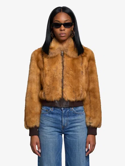 Saint Laurent Bomber In Shearling In Beige