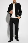 Saint Laurent Teddy Logo Patch Wool Blend Bomber Jacket In Black