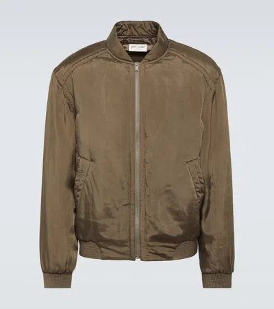 Saint Laurent Ter-repllent Serge Nylon Bomber Jacket In Brown