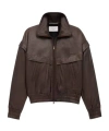 Saint Laurent Bomber Jacket In Bubbled Lambskin In Brown