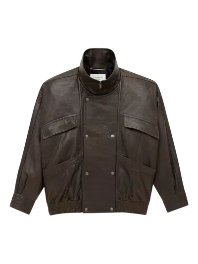 Saint Laurent Bomber Jacket In Bubbled Lambskin Clothing In Brown