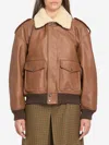 Saint Laurent Bomber Jacket In Hammered Leather And Shearling In Brown
