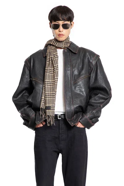 Saint Laurent Bomber Jacket In Lambskin In Brown