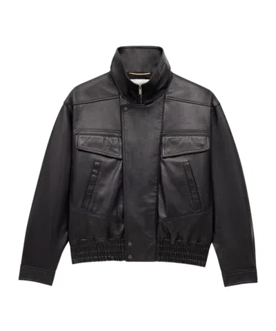 Saint Laurent Bomber Jacket In Plunged Lambskin