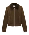 Saint Laurent Bomber Jacket In Suede And Shearling In Brown