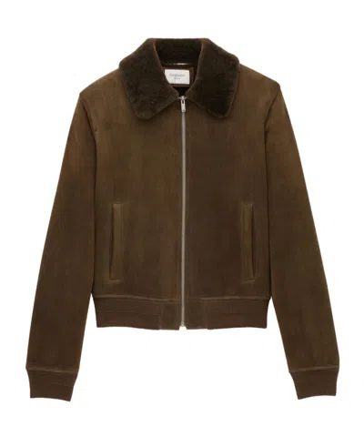 SAINT LAURENT BOMBER JACKET IN SUEDE AND SHEARLING