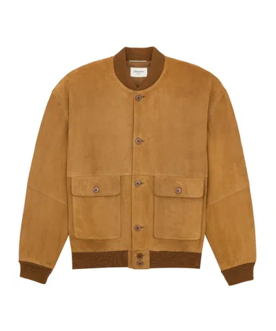 Saint Laurent Bomber Jacket In Suede In Brown