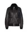 Saint Laurent Bomber Leather Jacket In Black