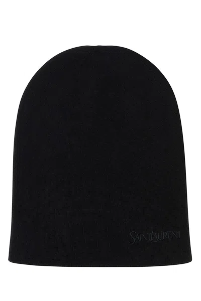 SAINT LAURENT CUFFIA IN CASHMERE NERO DONNA