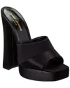 Saint Laurent Boogie Satin And Crepe De Chine Platform Mules In Black