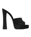 Saint Laurent Satin Boogie Platform Mules 110 In Black