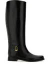Saint Laurent Julia Buckle-embellished Leather Knee Boots In Black